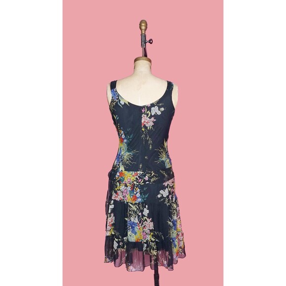 Y2K JONATHAN MARTIN Floral Print Drop Waist Tiered Ruffle Tie Dress. S. AS IS - Picture 3 of 10